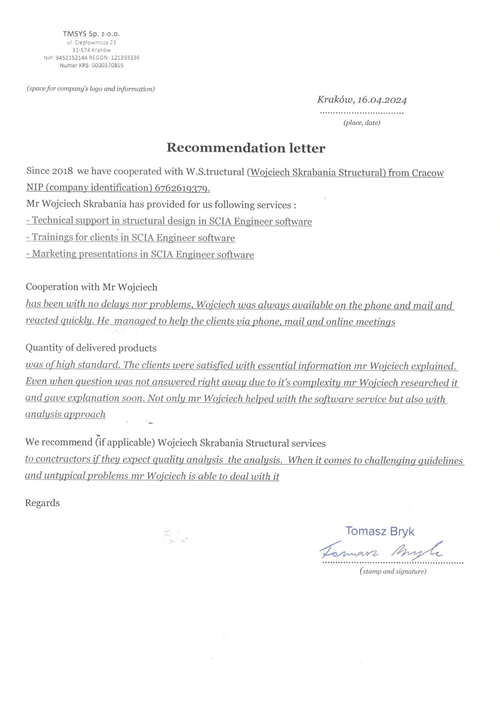 recommendation letter